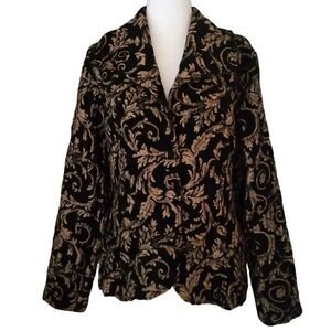 Cut Loose Black & Gold Tapestry Style 3 Button Closure Jacket Size XL